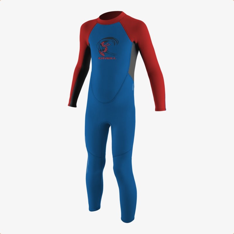 O'Neill Toddler Reactor II 2mm Back Zip Full Wetsuit Ocean/Graphite/Red