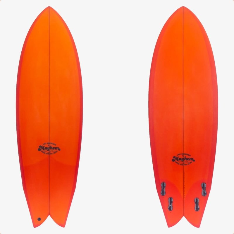...Lost Surfboards 5’9” Lost Round Nose Fish Retro Orange Tint
