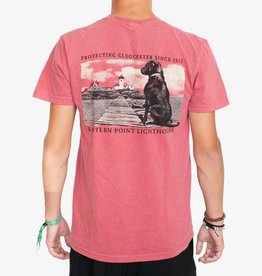 Surfari Eastern Point Lighthouse Watch Dog T-Shirt Crimson