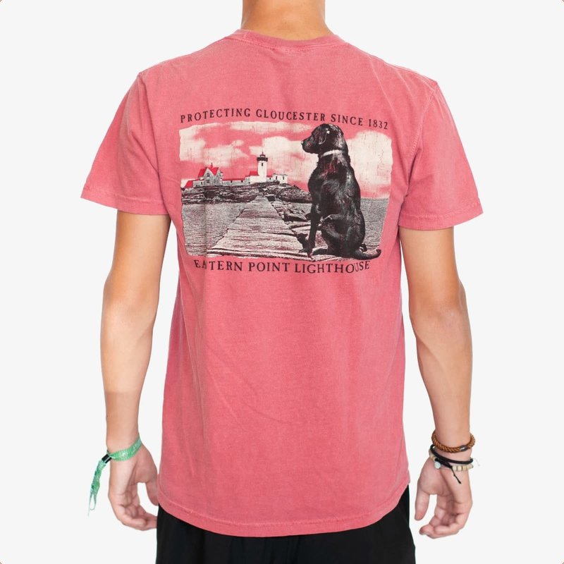 Surfari Eastern Point Lighthouse Watch Dog T-Shirt Crimson
