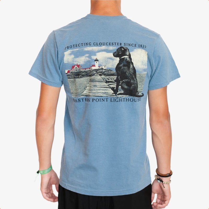 Surfari Eastern Point Lighthouse Watch Dog T-Shirt Indigo