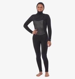 sisstr Sisstr 5/4 7 Seas Hooded Chest Zip Full Wetsuit Solid Black
