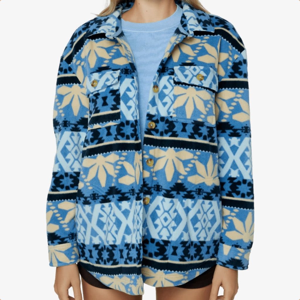 O'Neill O'Neill Collins Printed Superfleece Shirt Jacket Blue FINAL SALE