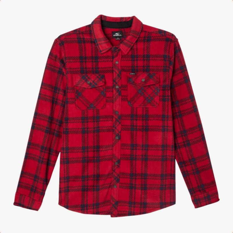 O'Neill O'Neill Glacier Plaid Superfleece Flannel Shirt Red