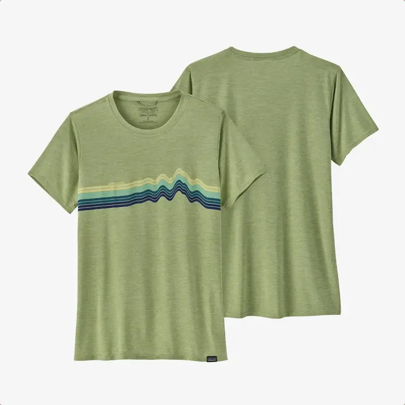 Patagonia Patagonia Women's Capilene Cool Daily Graphic Shirt Ridge Rise Stripe - Salvia Green X-Dye