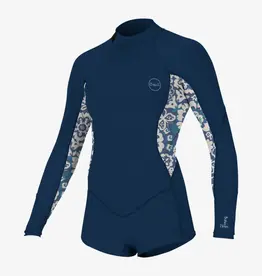O'Neill O'Neill Girl's Bahia 2/1mm Back Zip L/S Surfsuit French Navy/Cris Floral