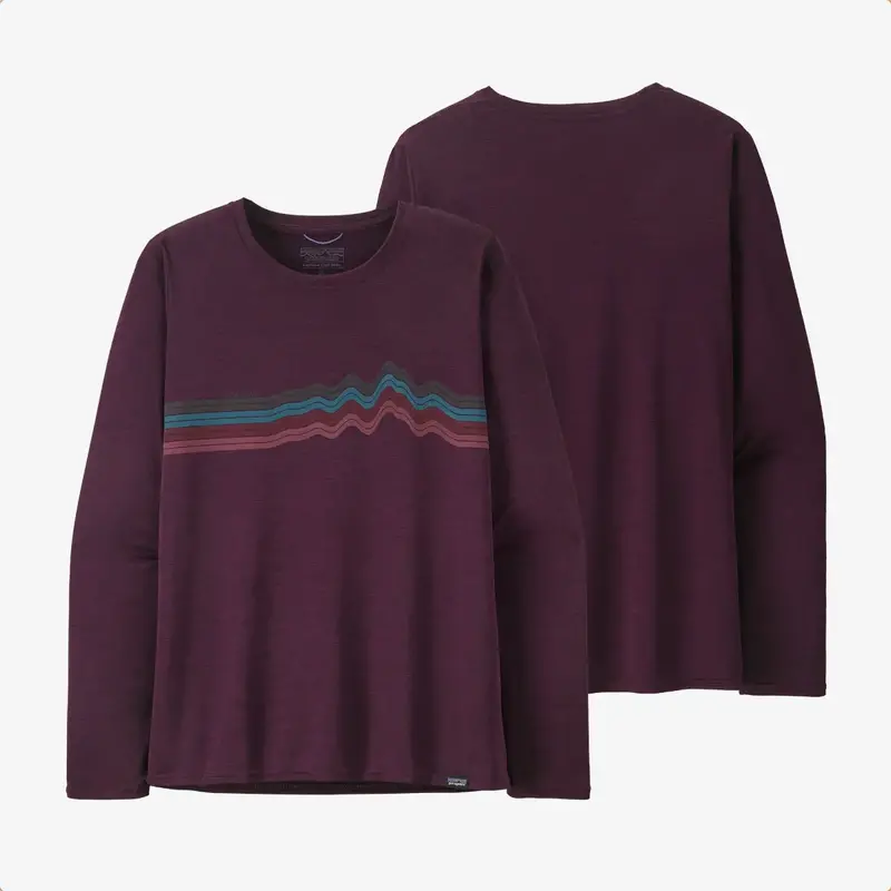 Patagonia Patagonia Women's L/S Capilene Cool Daily Graphic Shirt Ridge Rise Stripe Night Plum X-Dye