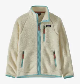 Patagonia Kids' Retro Pile Fleece Jacket Natural w/Skiff Blue FINAL SALE