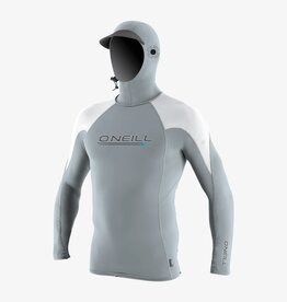 O'Neill Premium Skins O'Zone L/S Rash Guard w/Hood Cool Grey / White / White FINAL SALE
