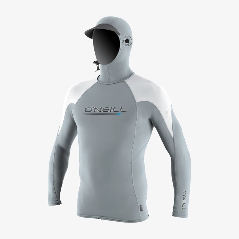 O'Neill Premium Skins O'Zone L/S Rash Guard w/Hood Cool Grey / White / White FINAL SALE