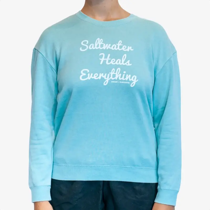 Surfari Saltwater Heals Everything Crew Neck Sweatshirt Honeydew