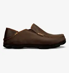 OluKai Moloa Leather Slip On Shoe Dark Wood/Dark Java