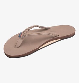 Rainbow Sandals Women's Flirty Braidy Single Layer Premier Leather Narrow Strap Dark Brown