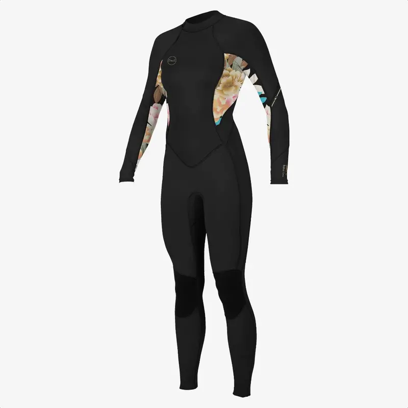 O'Neill Women's Bahia 3/2mm Back Zip Full Wetsuit Black/Mikah Floral/Black