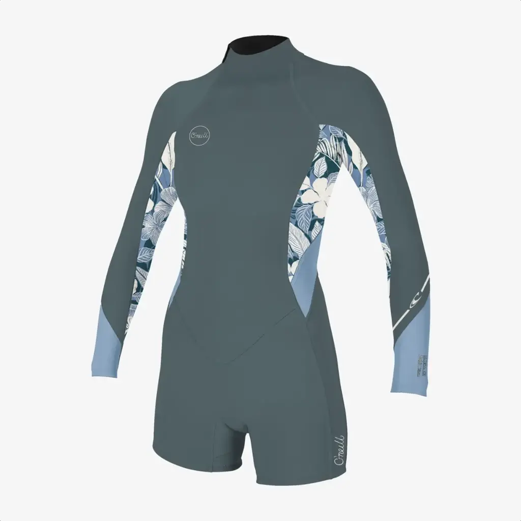 O'Neill O'Neill Women's Bahia 2/1mm Back Zip L/S Spring Wetsuit Shade/Palm Tropical/Denim