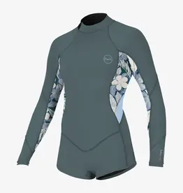 O'Neill Girl's Bahia 2mm Back Zip L/S Surfsuit Shade/Palm Tropical/Denim