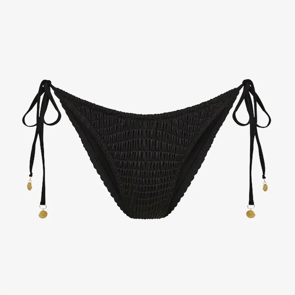 Kulani Kinis Kulani Kinis Shirred Dipped Cheeky Tie Bikini Bottom Twilight Black
