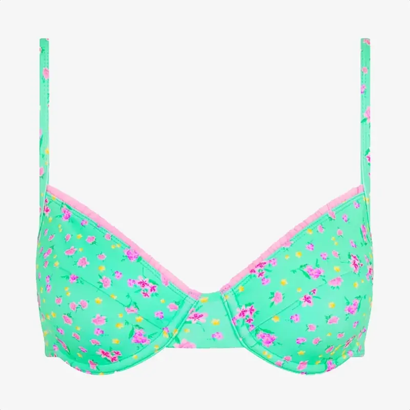 Kulani Kinis Decorative Ditzy Underwire Bikini Top Mint Macaron FINAL SALE