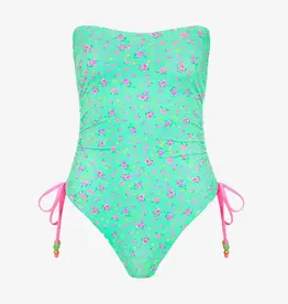 Kulani Kinis Ruched Bandeau Classic Cut One Piece Mint Macaron FINAL SALE