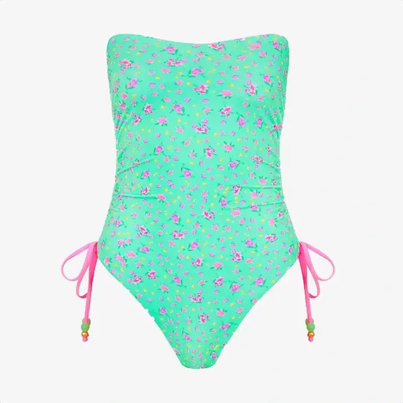 Kulani Kinis Ruched Bandeau Classic Cut One Piece Mint Macaron FINAL SALE