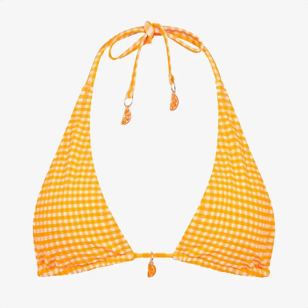 Kulani Kinis Kulani Kinis Classic Tie Halter Bikini Top Orange Cream