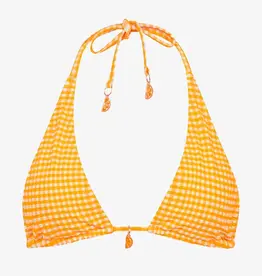 Kulani Kinis Classic Tie Halter Bikini Top Orange Cream FINAL SALE