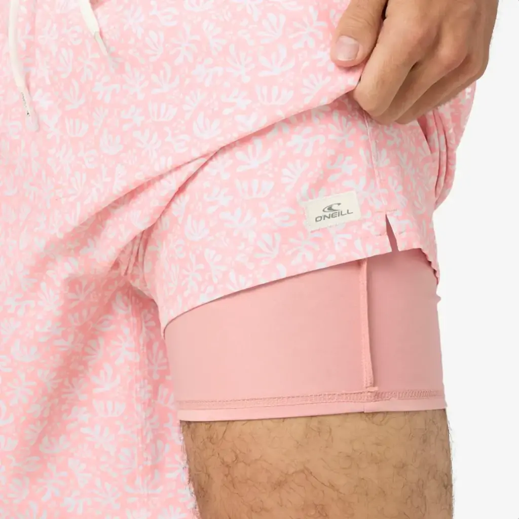 O'Neill O'Neill Hermosa Elastic Waist Lined 17" Swim Trunks Pink Foam