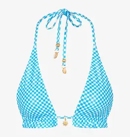 Kulani Kinis Frill Halter Bralette Bikini Top Checkmate