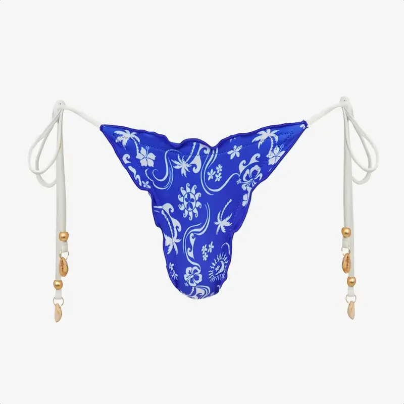 Kulani Kinis Lettuce Edge Thong Tie Bikini Bottom Surfside FINAL SALE