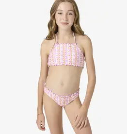 O'Neill Girl's Balearic Waves Ruffle Edge Hi-Neck Swim Set Multi