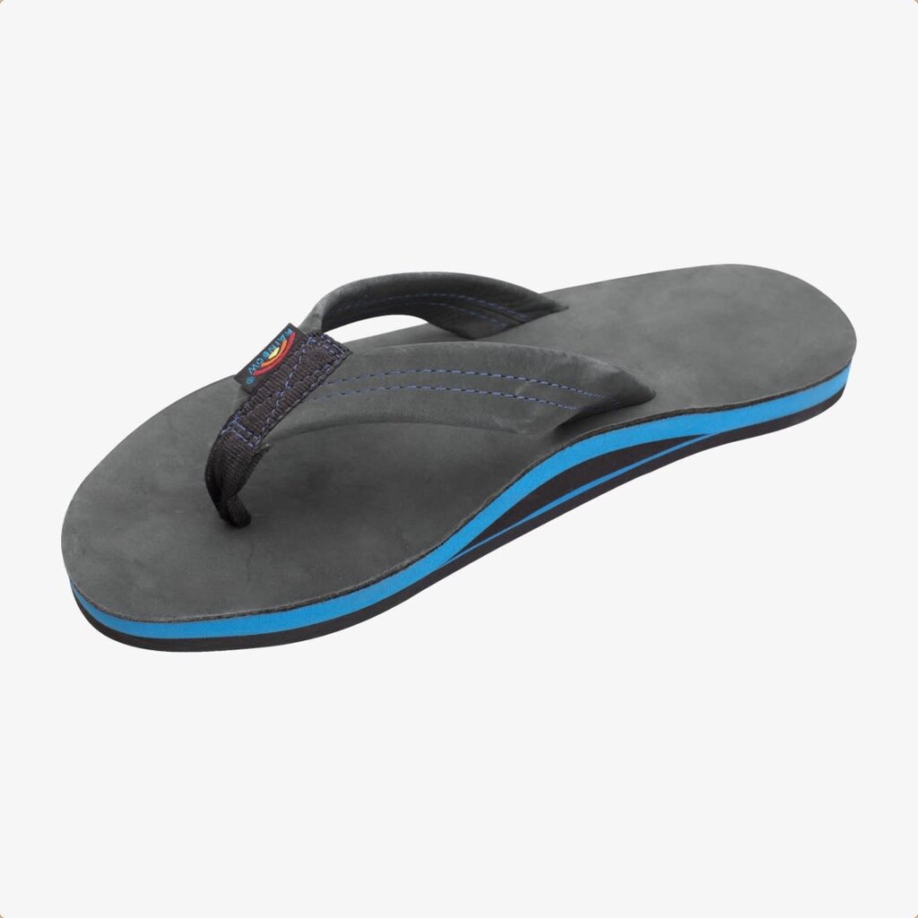 Rainbow Sandals Rainbow Sandals Men's Single Layer Premier Blues Premier Leather with Blue Midsole 1" Strap Black