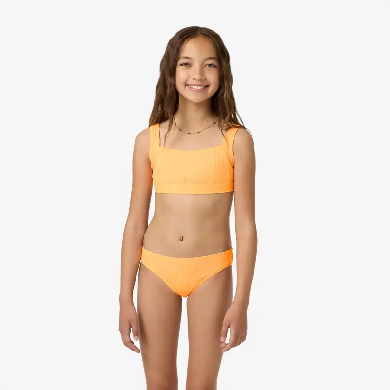 O'Neill Girl's Shorebreak Rib Square Neck Swim Set Neon Apricot Nectar