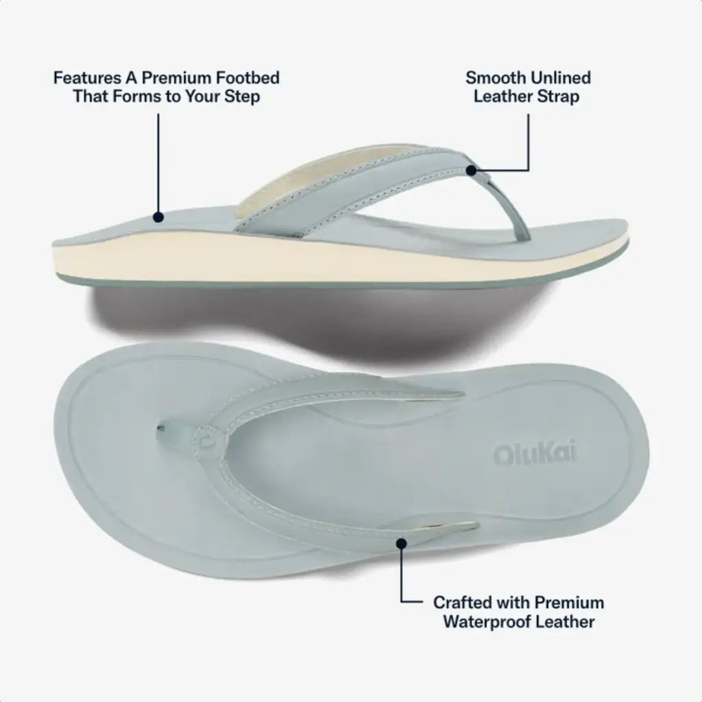 OluKai OluKai Southshore Women's Leather Beach Sandal Blue Pearl