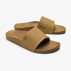 OluKai OluKai Kīpe‘a Pono Women’s Leather Slide Sandals Sahara / Crosshatch