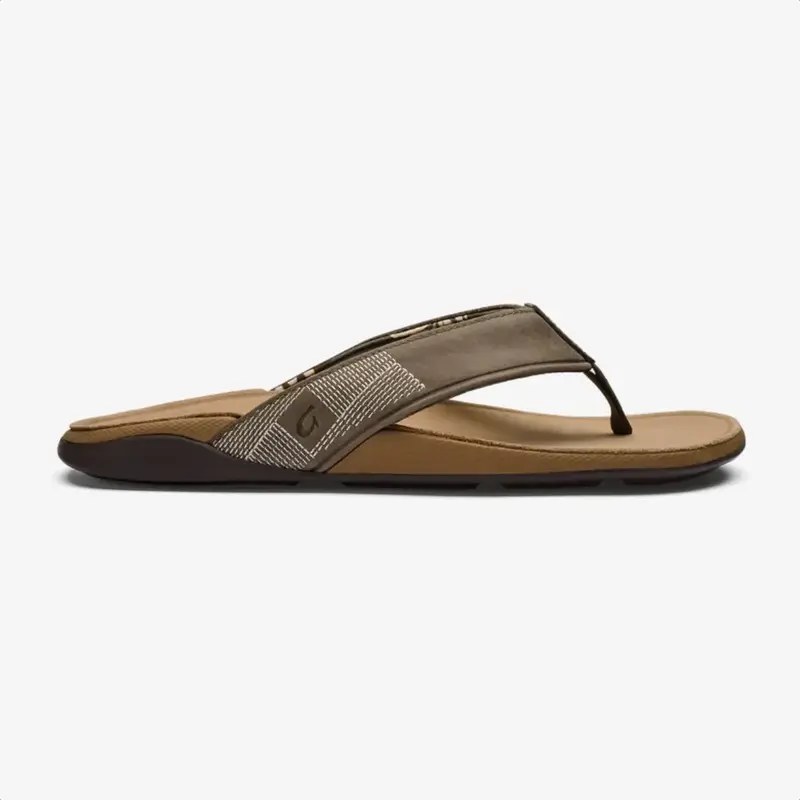 OluKai Tuahine Men's Waterproof Leather Sandal Hunter / Golden Sand