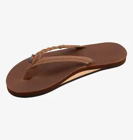 Rainbow Sandals Women's Flirty Braidy Single Layer Premier Leather Narrow Strap Redwood