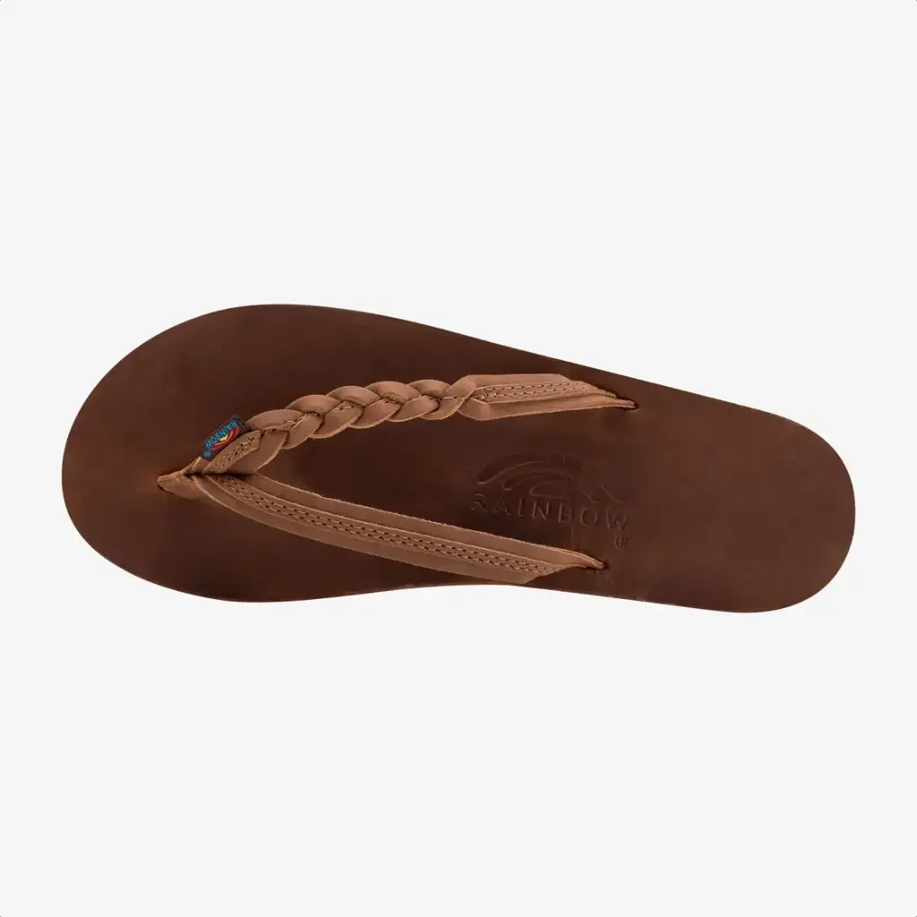 Rainbow Sandals Rainbow Sandals Women's Flirty Braidy Single Layer Premier Leather Narrow Strap Redwood