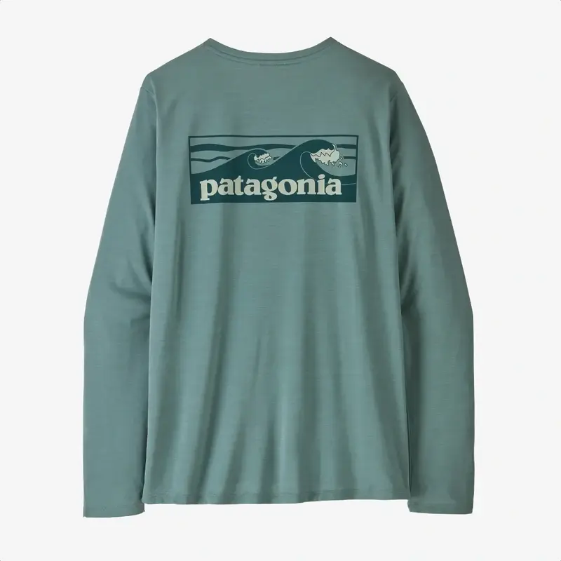 Patagonia Women's Long Sleeved Capilene Cool Daily Shirt Boardshort Logo Blue Sage - Light Blue Sage X-Dye