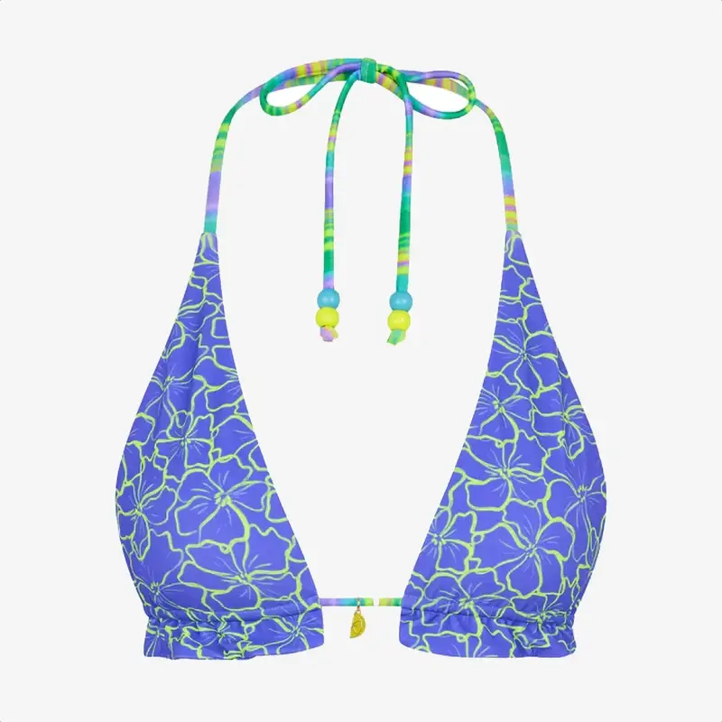 Kulani Kinis Frill Halter Bralette Bikini Top Sugar Wave