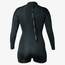 XCEL XCEL Women's Axis Long Sleeve Back Zip Boy Short Spring Wetsuit 2mm Black W/Palm-Monstera Print