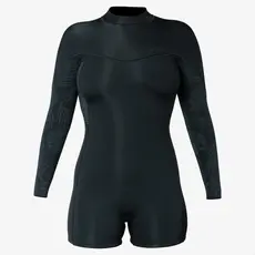 XCEL XCEL Women's Axis Long Sleeve Back Zip Boy Short Spring Wetsuit 2mm Black W/Palm-Monstera Print