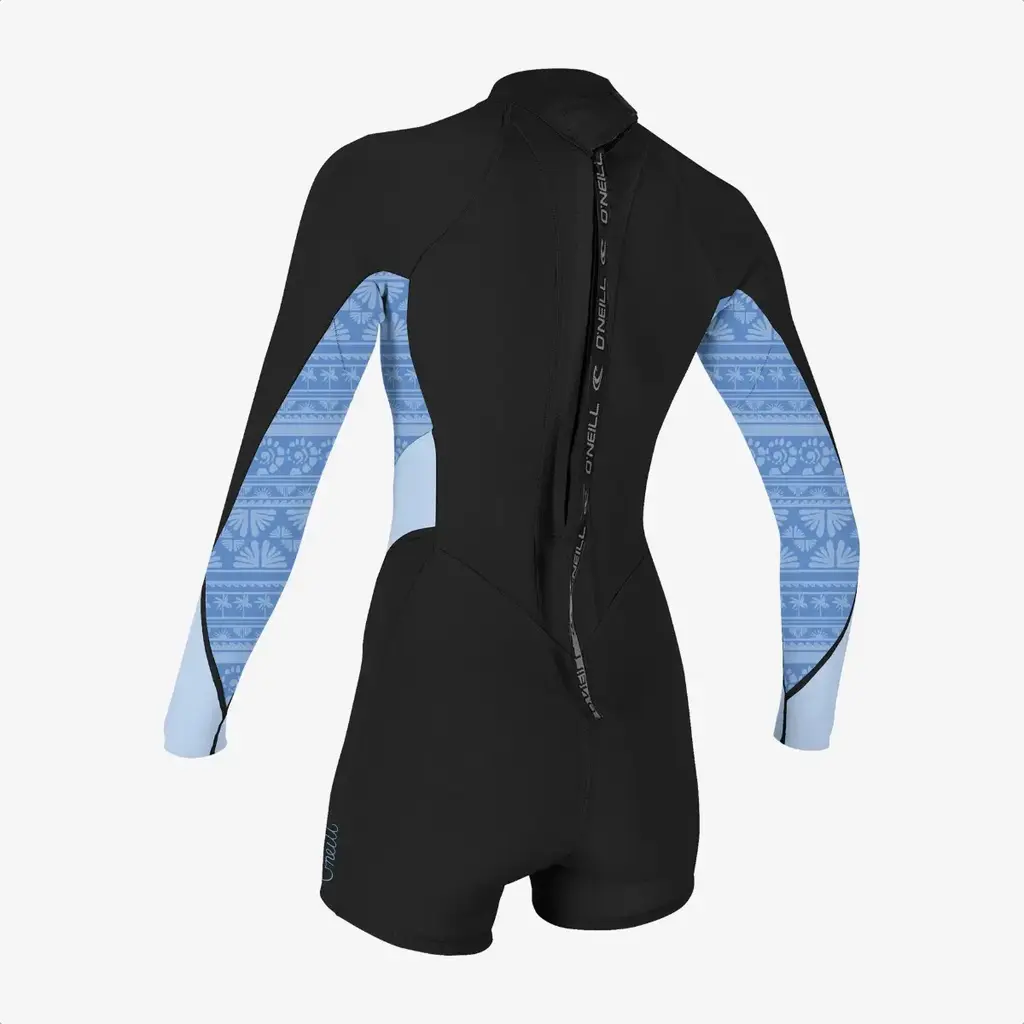 O'Neill O'Neill Women's Bahia 2/1mm Back Zip L/S Spring Wetsuit Blk/SurfAbst/Chamblu