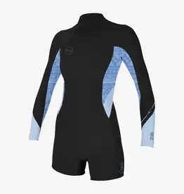 O'Neill Women's Bahia 2/1mm Back Zip L/S Spring Wetsuit Blk/SurfAbst/Chamblu