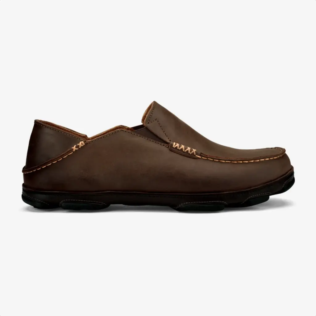 OluKai OluKai Moloa Leather Slip On Shoe Dark Wood/Dark Java