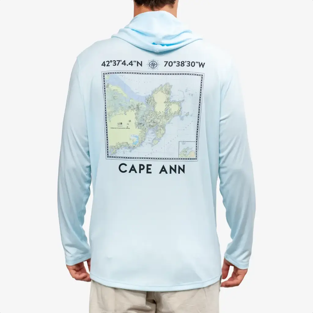 Surfari Surfari Cape Ann UPF 50+ L/S Hooded Solar Top Blue