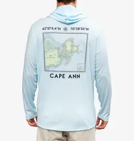 Surfari Cape Ann UPF 50+ L/S Hooded Solar Top Blue