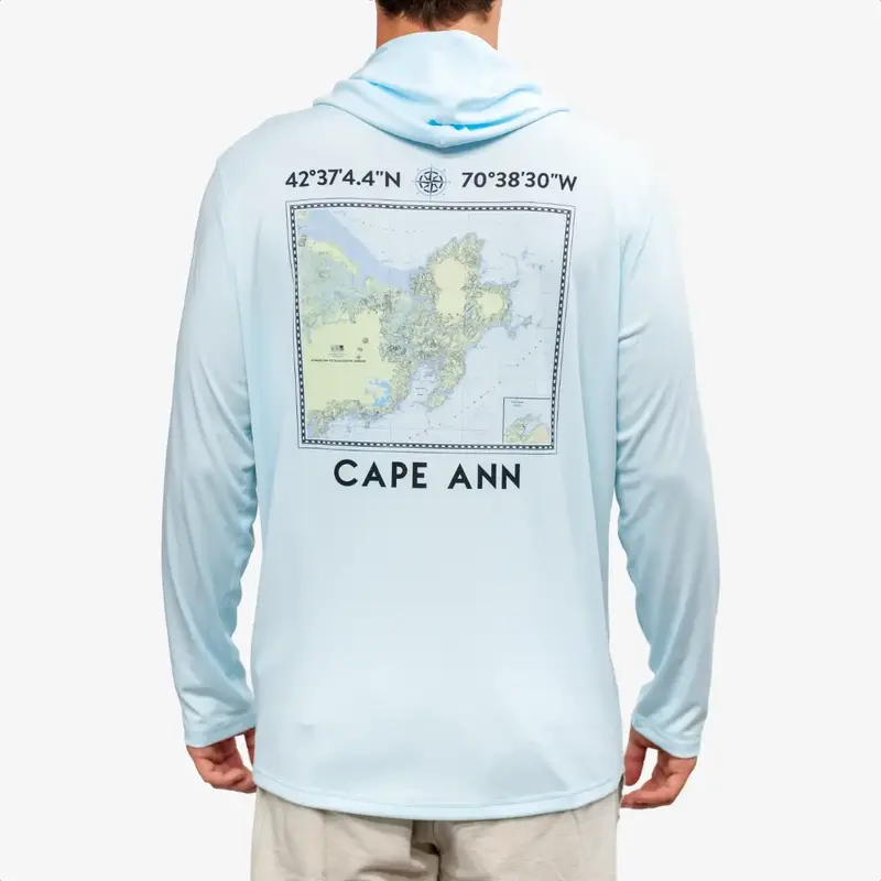 Surfari Cape Ann UPF 50+ L/S Hooded Solar Top Blue