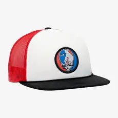Surfari G-Town Stealie Pinch Front Trucker Hat White/Red/Black