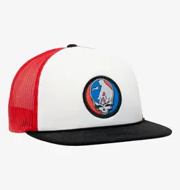Surfari G-Town Stealie Pinch Front Trucker Hat White/Red/Black