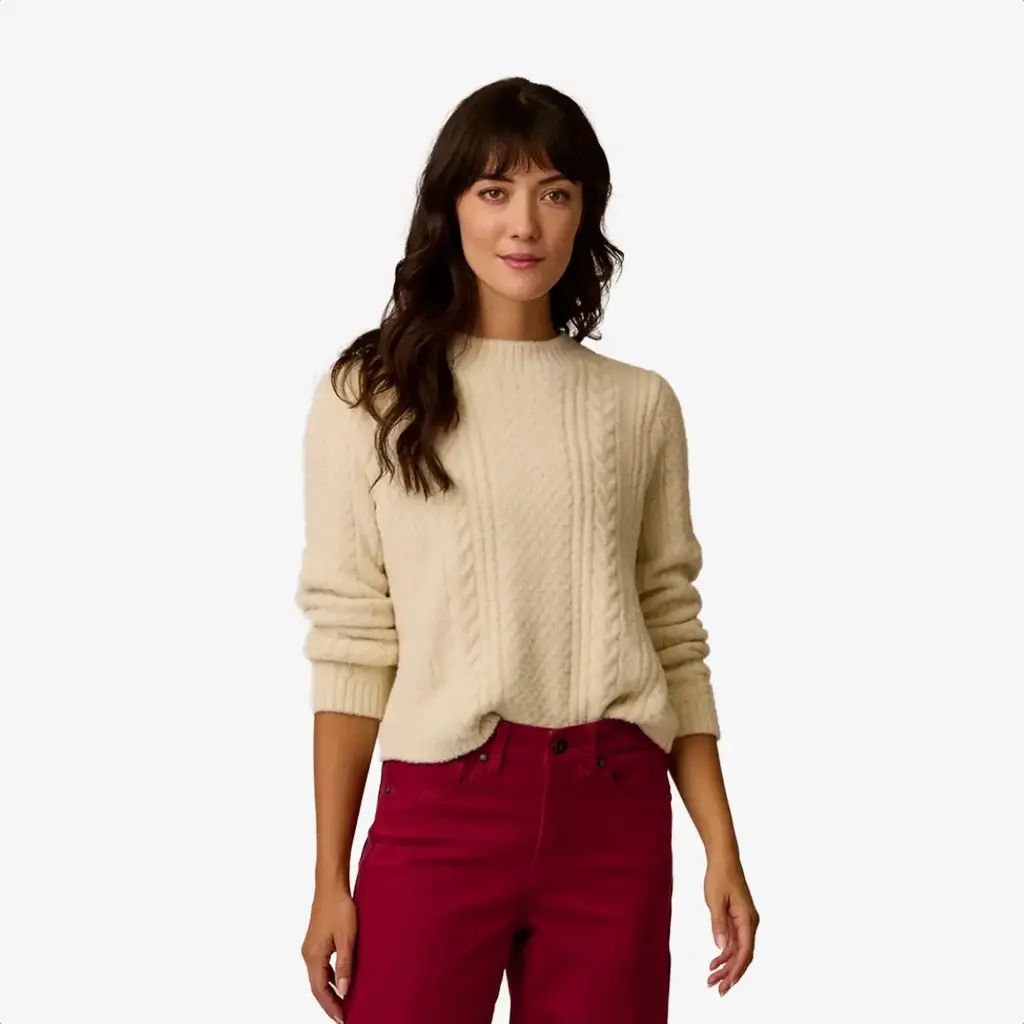 Carve Designs Carve Monroe Cable Sweater Cream